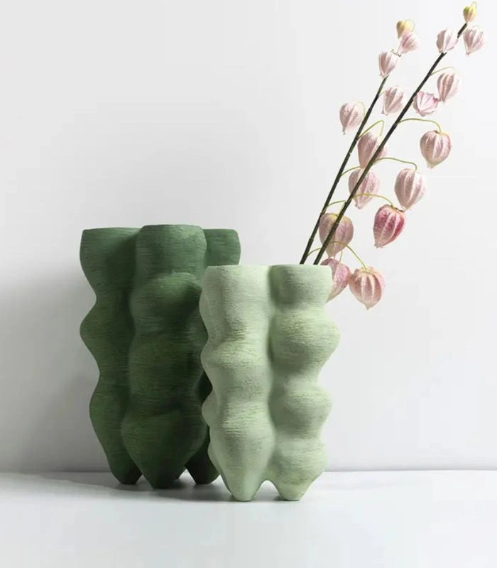 Table Vase Large Handcrafted Resin Green Tall Vases 39 cm