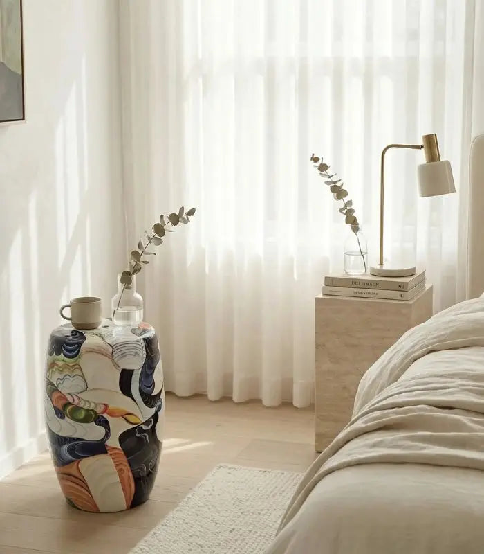 Sonoma Porcelain Stool | Side Table – Hand-Painted Artisan Design 45 cm (18 in)