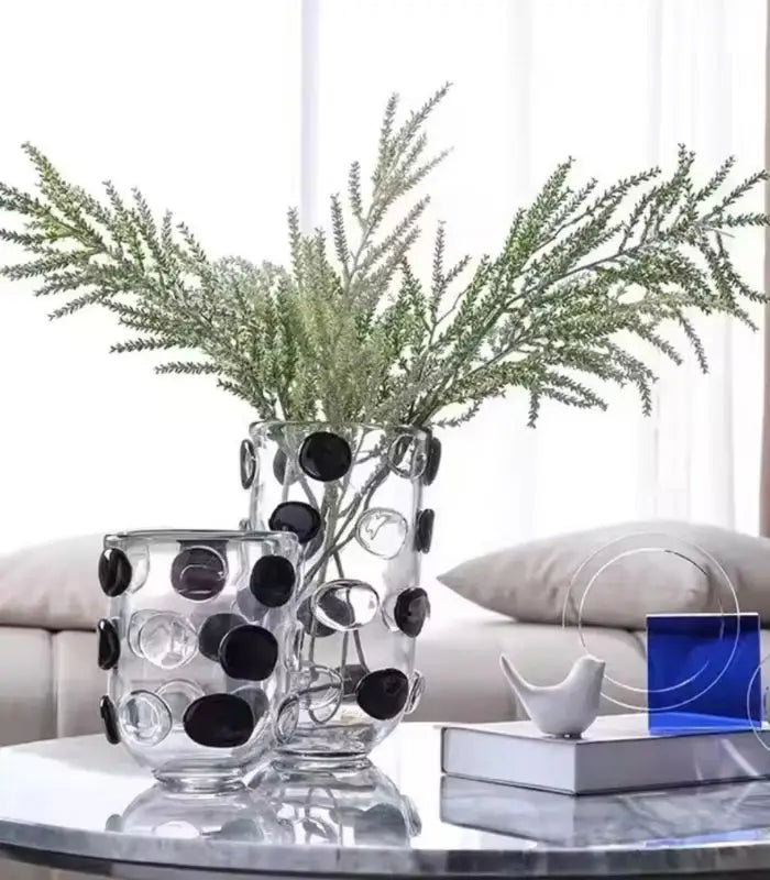 Vivienne Polka Dot Glass Vase – Contemporary Monochrome Design