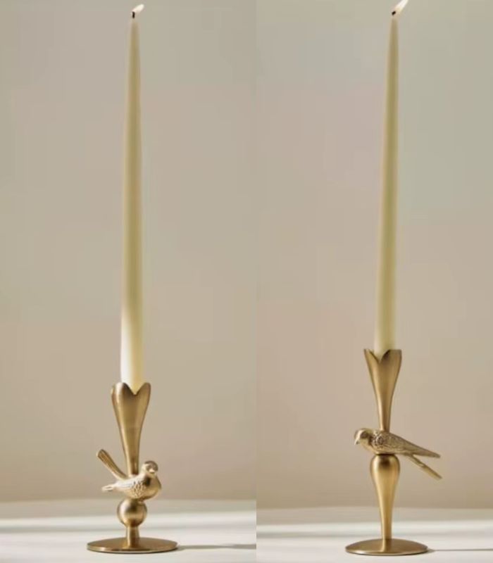 Avian Lotus Candle Holder – Aluminium Gold