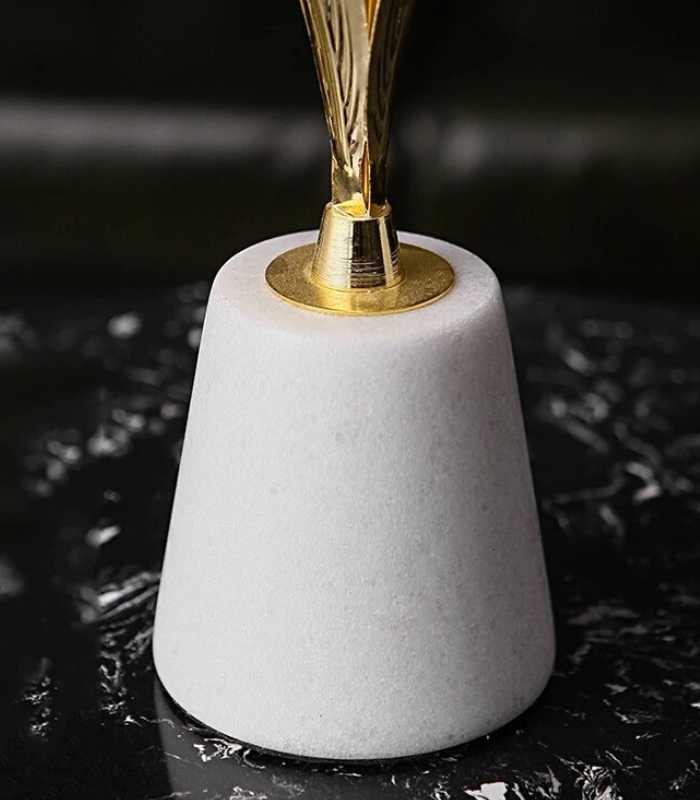 Orchid Stem in Marble Stand Sculpture Porcelain