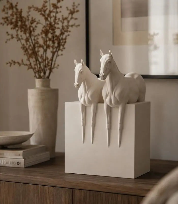 Beaumont Horse Sculpture – Matte White Figurative Décor, 2 Styles Resin