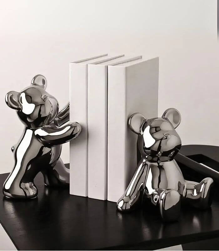 2 Pcs Set Teddy Bear Bookends Ceramic 15-19 cm