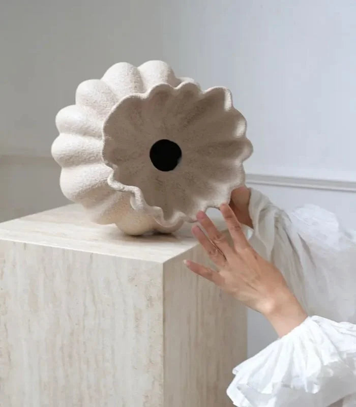 Delmara Handcrafted Tabletop Vase Large Textured Ceramic 34 cm