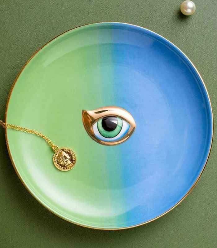 Trinket Dish Eye Jewelry Dish Ceramic Round Decorative Plate 15.5 cm