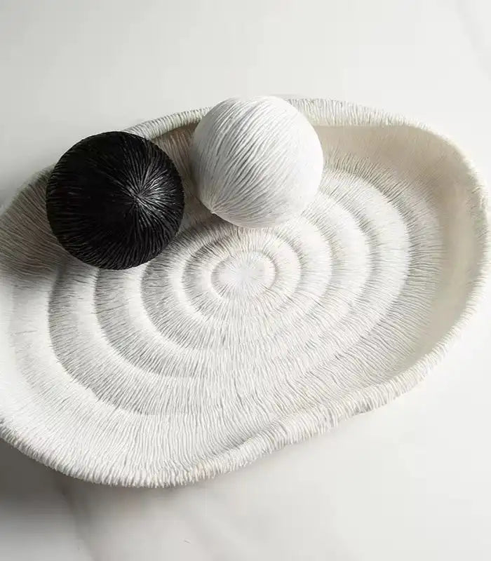 Modern Coral Texture Tray Decor Resin 36 cm White