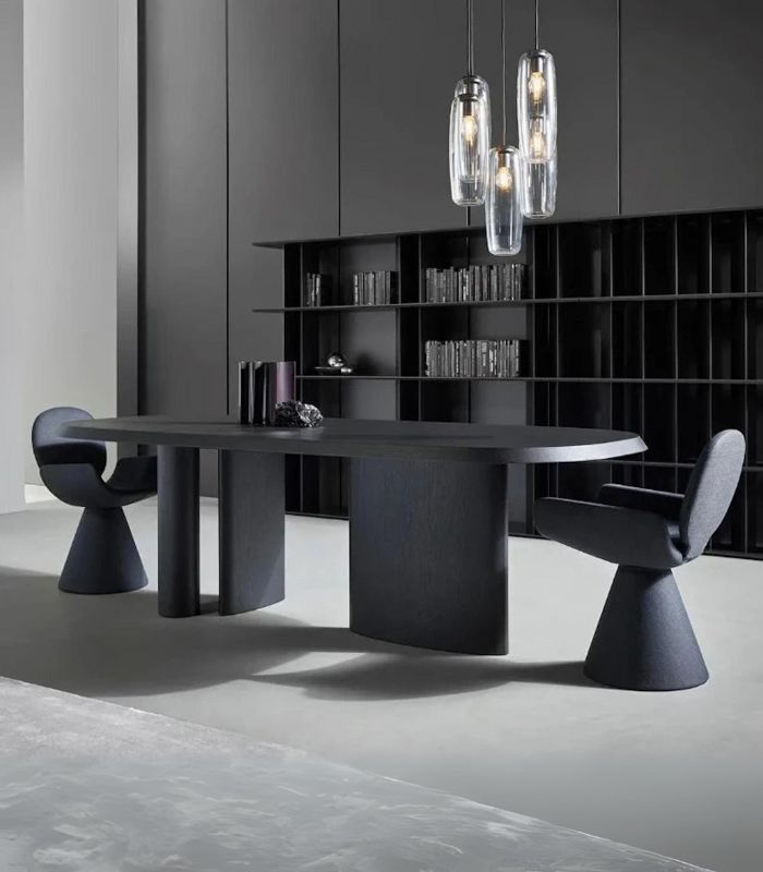 Modern Veritas Dining Chair Loomis - Flannel Upholstery with Wooden Frame in Black or Grey Soft