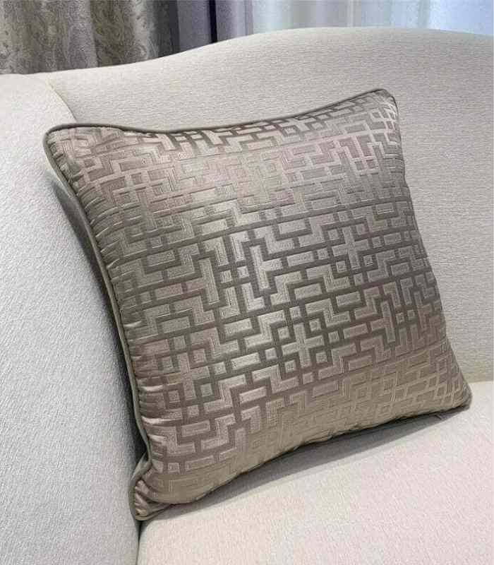 Geometric Cushion Cover Fernwood Jacquard Velvet Woven Grey
