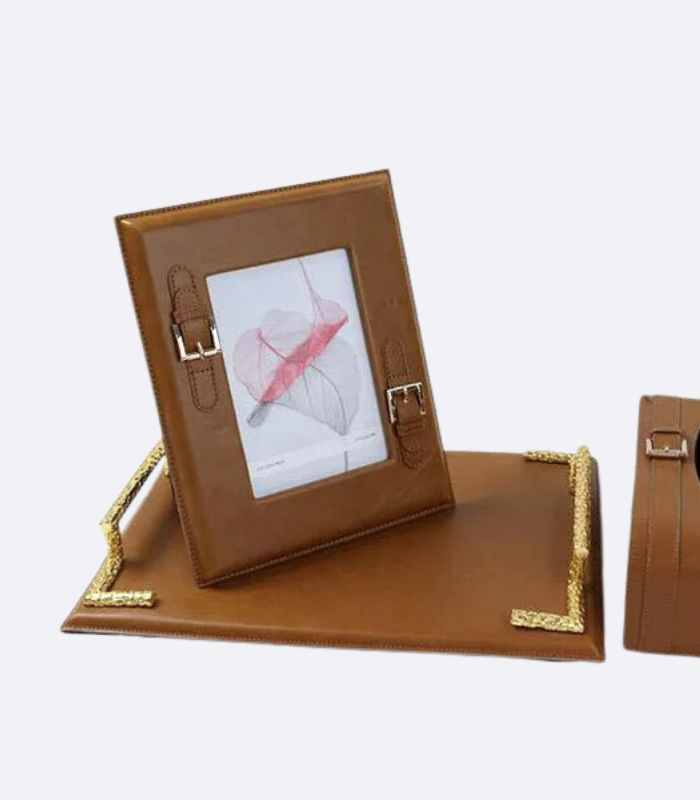 Brown Leather Photo Frame with Buckle