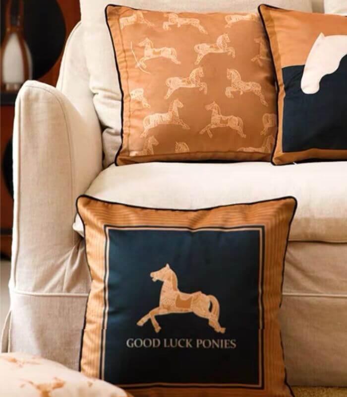 Galloping Equestrian Decorative Velvet Throw Pillow | Heritage Collection 45 cm