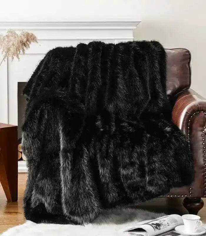 Faux Fur Throw Blanket Plush Faux Fur Throw Black