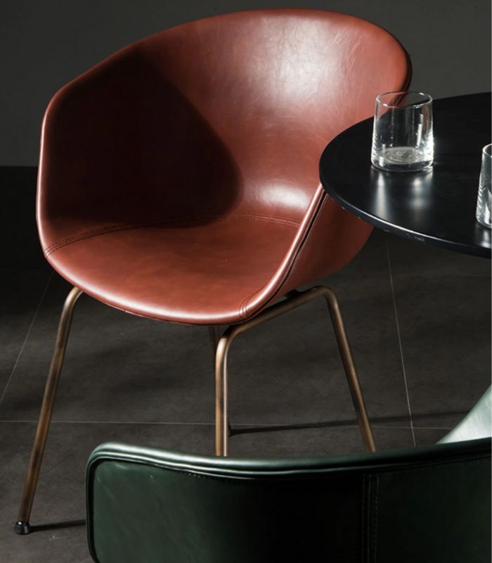 Modern Leather Dining Armchair 80cm