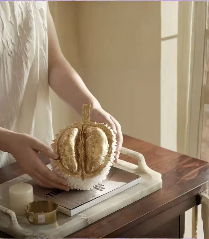 Gilded Durian Sculpture – Decorative Resin Art Piece 17.5 cm
