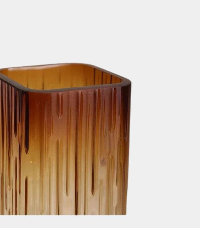 Aurelio Amber Glass Vase – Elegant Ribbed Design 30 cm