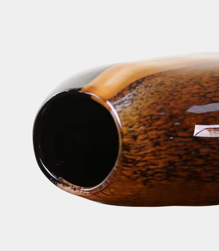 Tri-Color Amber Fusion Glass Vase - Modern Art Deco Style Tabletop Vase