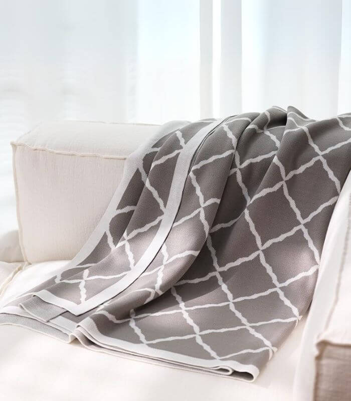 Knitted Throw Blanket - Acrylic, Available in Sand Beige and Slate Grey