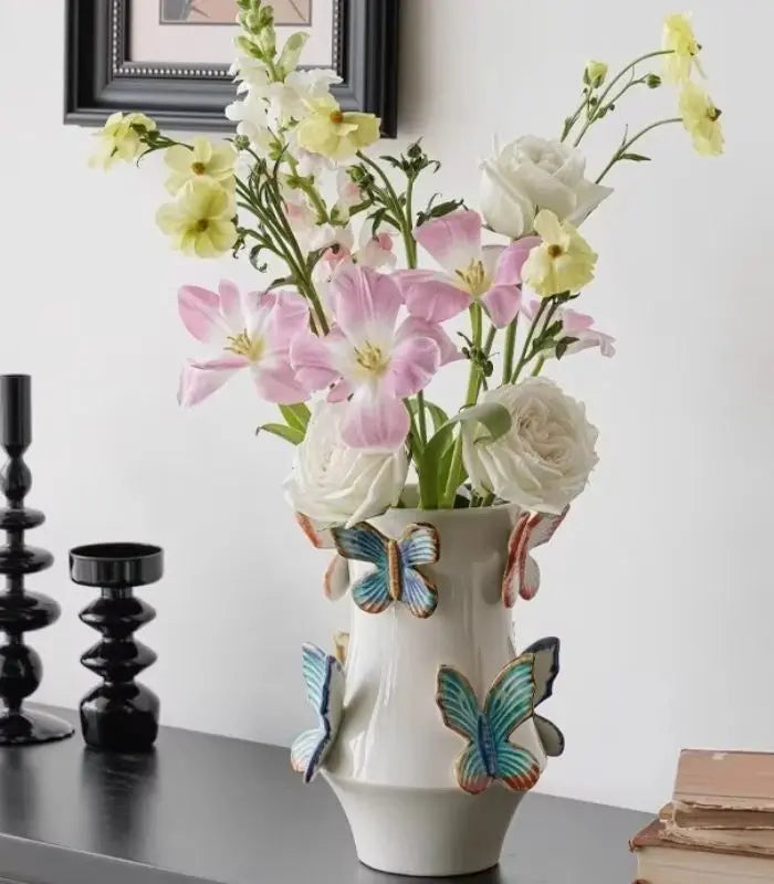 Mayfield Butterfly Ceramic Vase – Handcrafted 3D Butterfly Embellished Design