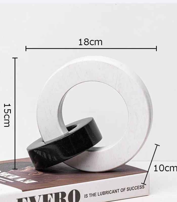 Connection Marble Circle Sculpture Black & White