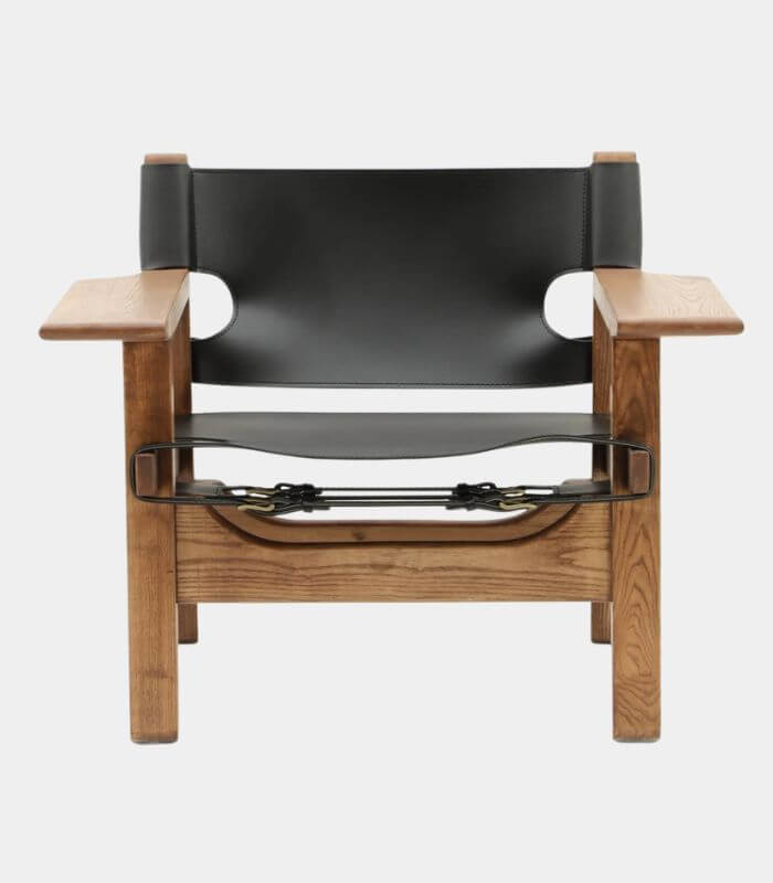 Arcadia Saddle Leather and Ash Armchair Black & Brown