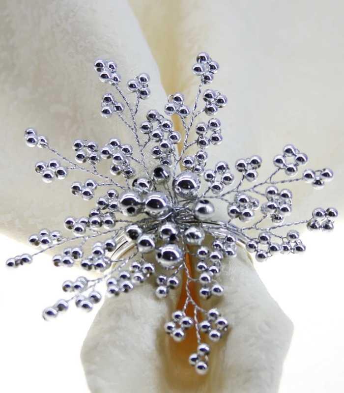 6 Pcs Set Pearl Napkin Rings Beaded 5.5 cm, Napkin Rings