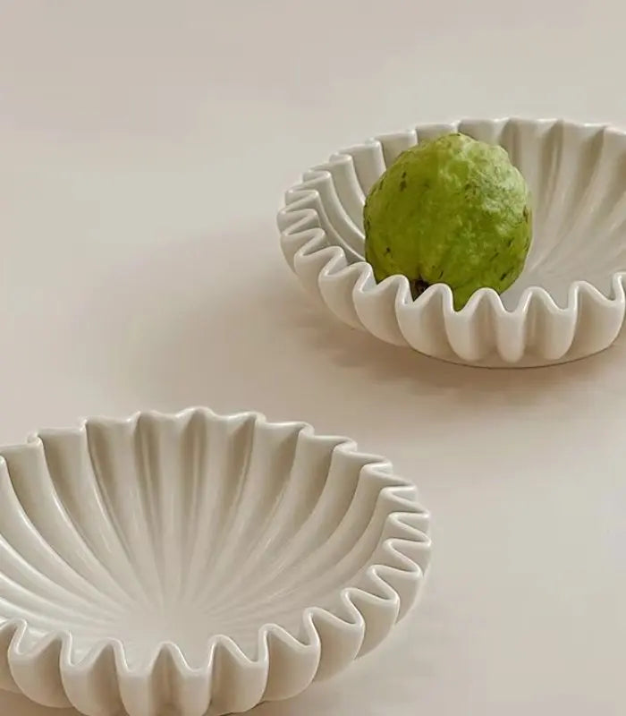 Margot Fluted Ceramic Bowl – Sculptural Cream Design 21 cm