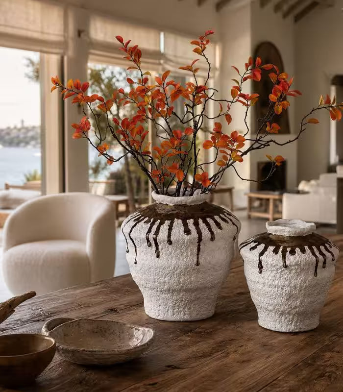 Aureate Ceramic Vase – Handcrafted Golden Drip Design