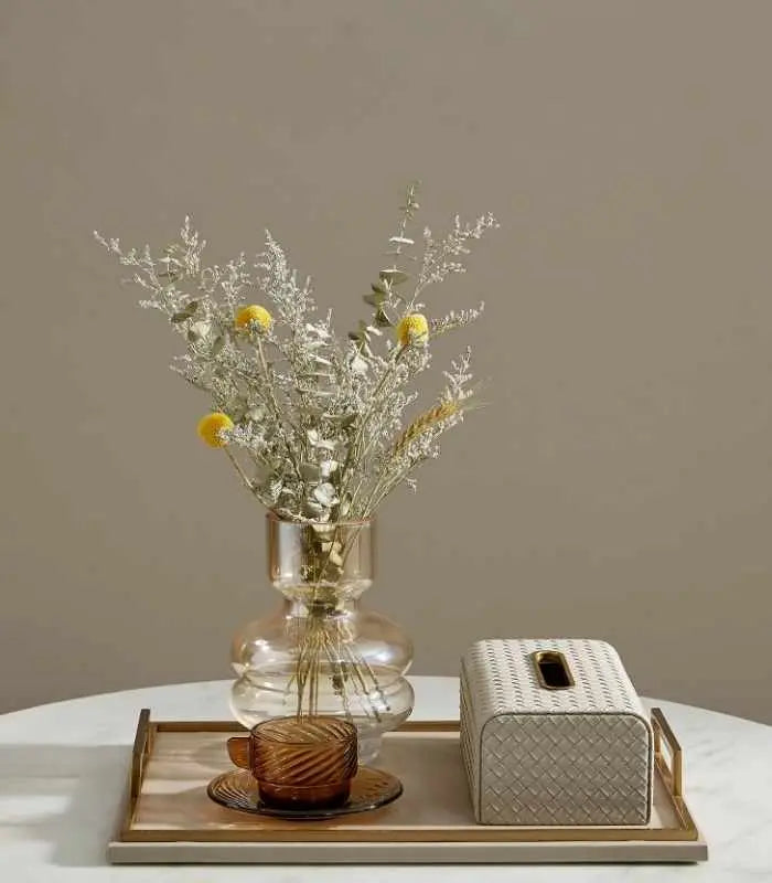 Solid Rectangular Tissue Box Woven Leather Large