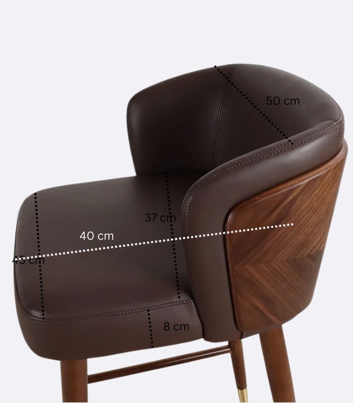 Hollyfield Modern Leather Bar Chair Brown Wood