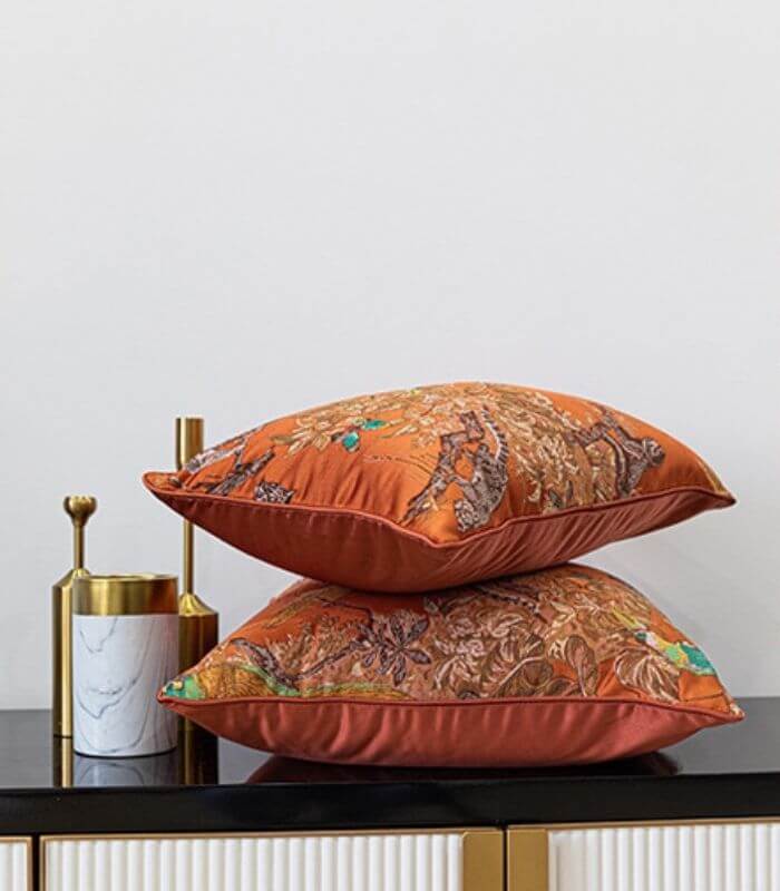 Cushion Cover Wild Life Pillow Case Embroidered Jacquard