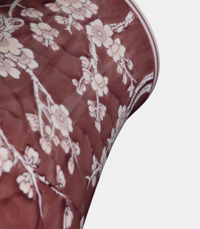 Cherry Blossom Meiping Porcelain Vase - Handpainted Floral Artistry 32cm