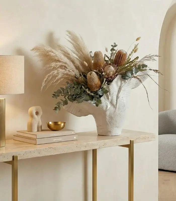 Enigmatic White Sculptural Vase - Handcrafted Modern Art Décor (44cm)