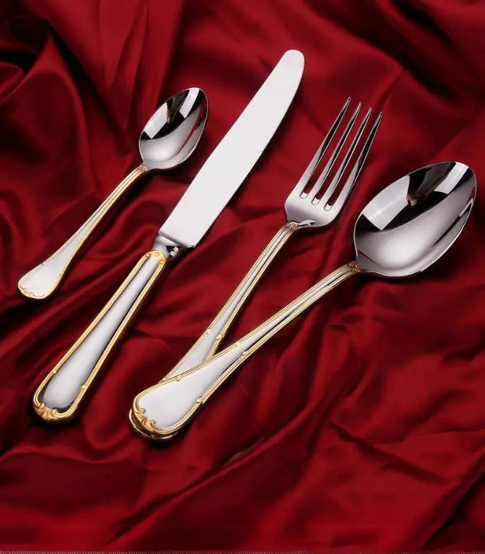 24-Pcs Set Stainless Steel Cutlery Set Rafaello Gold & Silver Flatware for 6 People