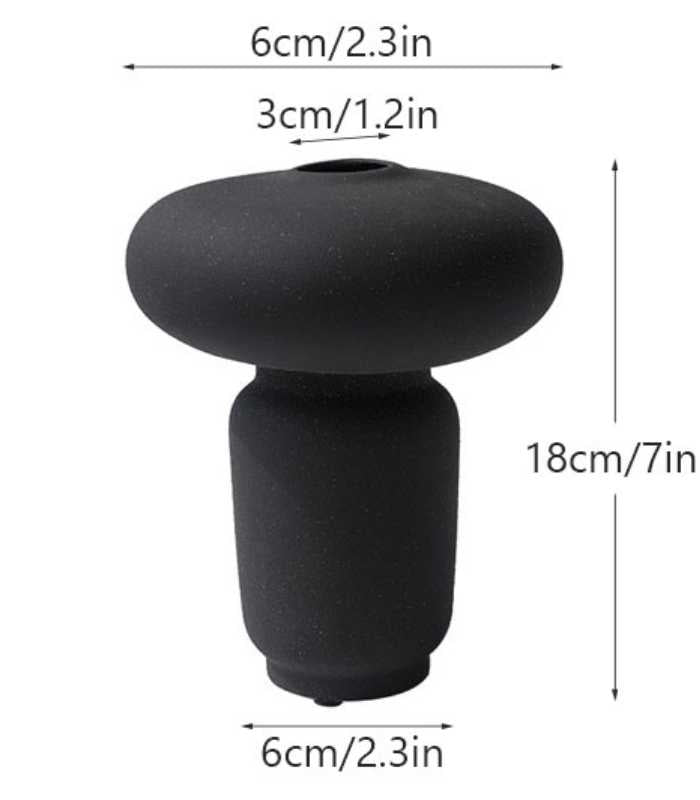Modern Matte Black Ceramic Vase - Versatile Minimalist Decor Table Top Vase