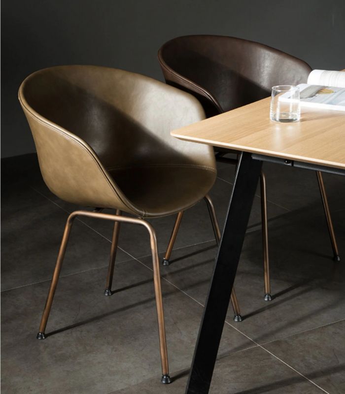 Modern Leather Dining Armchair 80cm