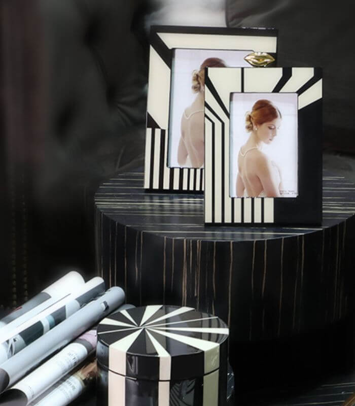 Art Deco Picture Frame - Modern Black & White Geometric Photo Frame