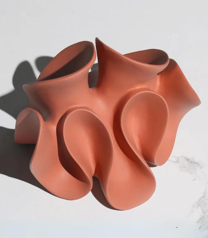 Coral-Inspired Resin Sculpture Terracotta Red Resin Decorative Figurine Object