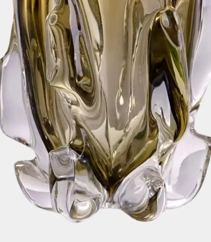 Solstice Amber Flow Crystal Art Glass Vase