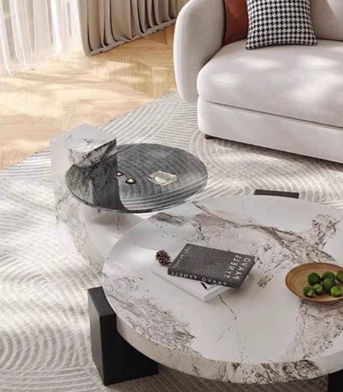 Marble & Glass Side Table 44 cm