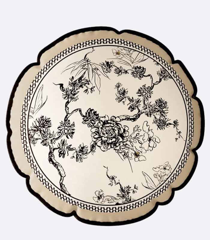 Romantic Cushion Cover Black & White Velvet