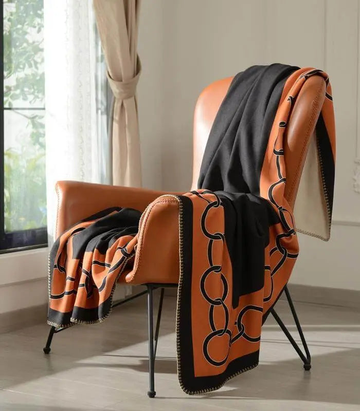 Moderne Luxe Decke, weiches Bett-/Sofa-Überwurf, Orange und Schwarz