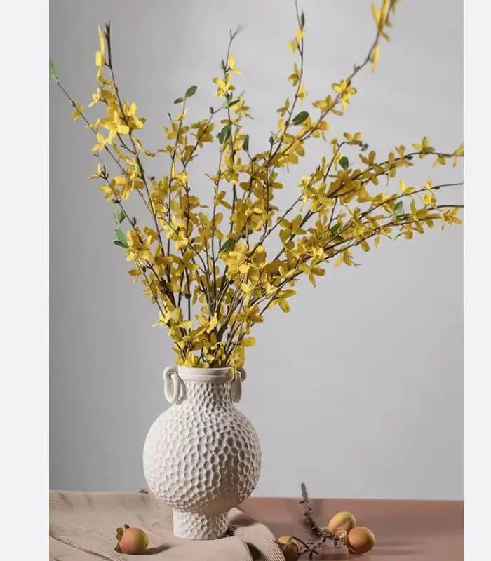 Table Top Vase Amphora Ceramic Off White