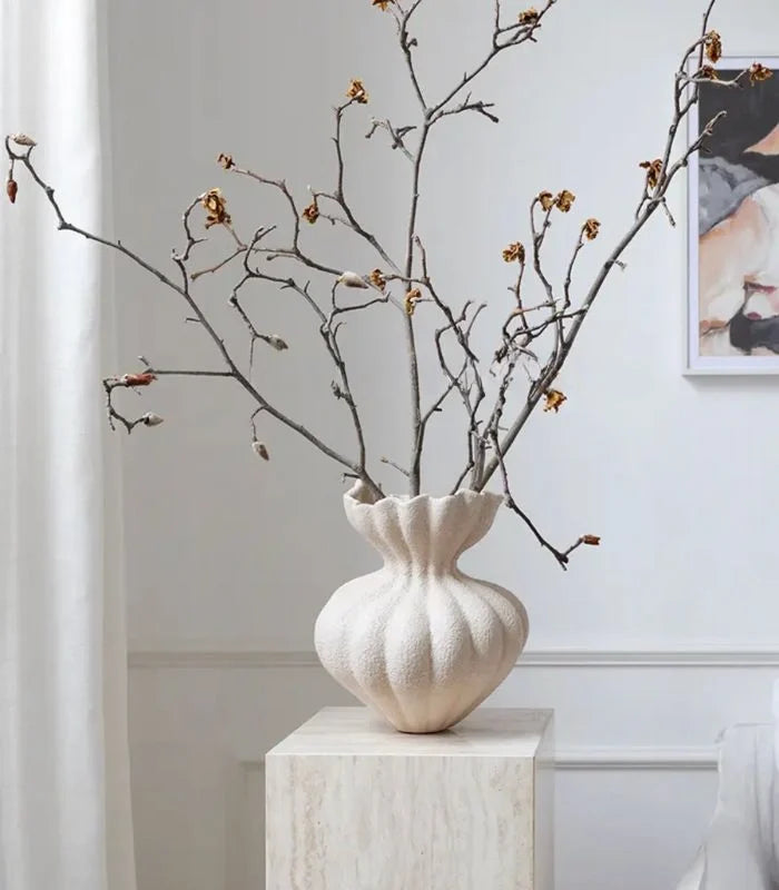 Delmara Handcrafted Tabletop Vase Large Textured Ceramic 34 cm