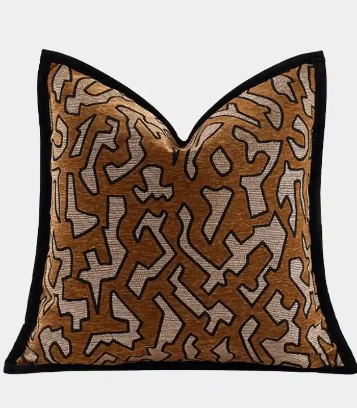 Geometric Tribal Chenille Cushion Cover Brown