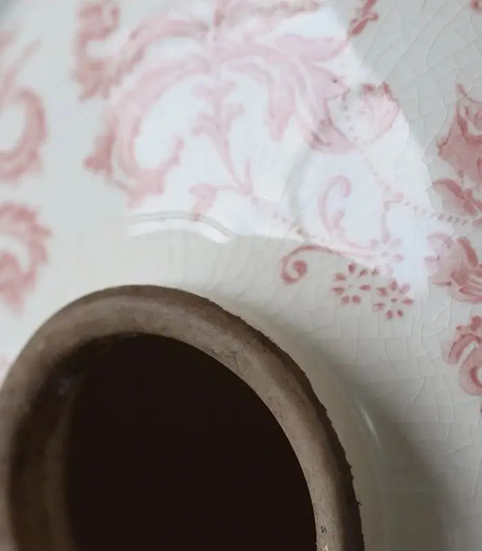 Vintage Porcelain Vase – Rose Toile with Crackled Glaze