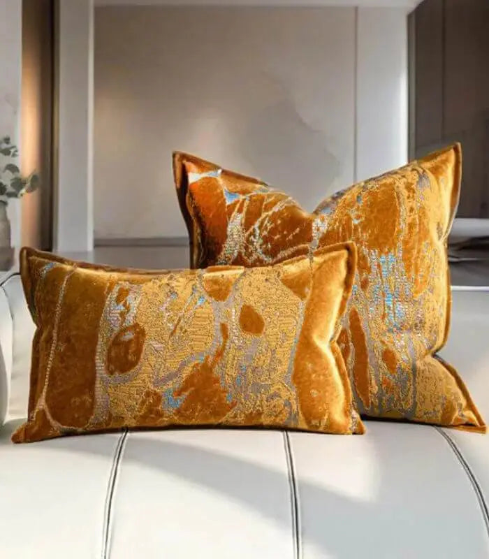 Belcanto Marbled Cushion Cover – Velvet & Woven Jacquard Design
