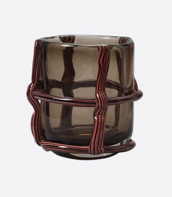 Artisan Hand Blown Glass Vases - Sculptural Elegance Red and Black