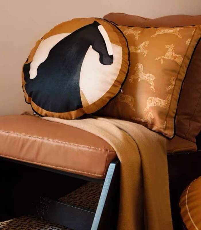 Modern Equestrian Velvet Cushion Cover - Abstract Horse Print Decorative Pillow 45 cm