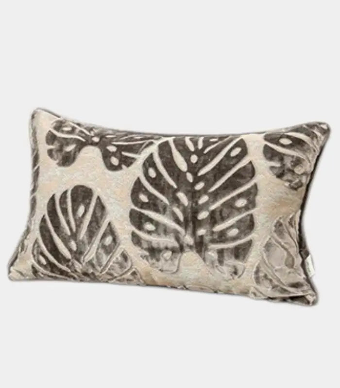 Velvet Floral Garden Cushion Cover Velvet Embroidery Grey