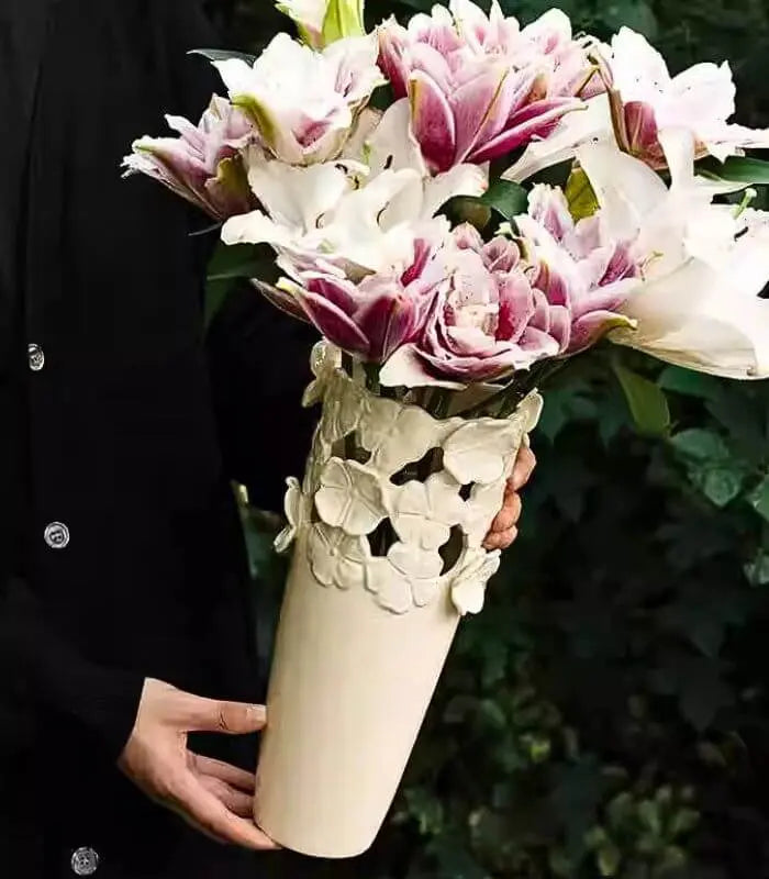 Floral Ceramic Vase | Butterfly Blossom Collection