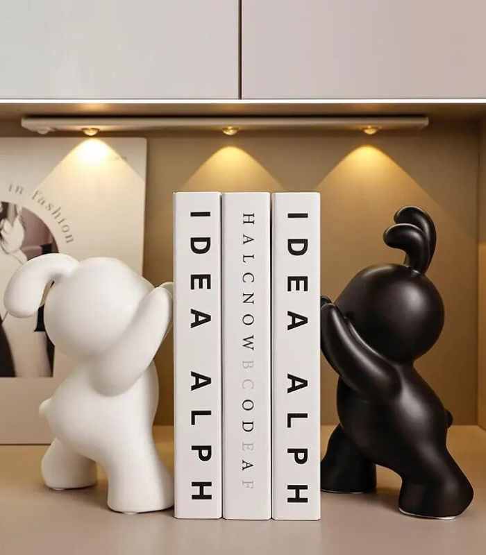 Set 2 Pcs Bunny Bookends Ceramic